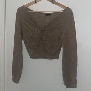 Cozy Twist Waffle Knit Long Sleeve Top 🤍